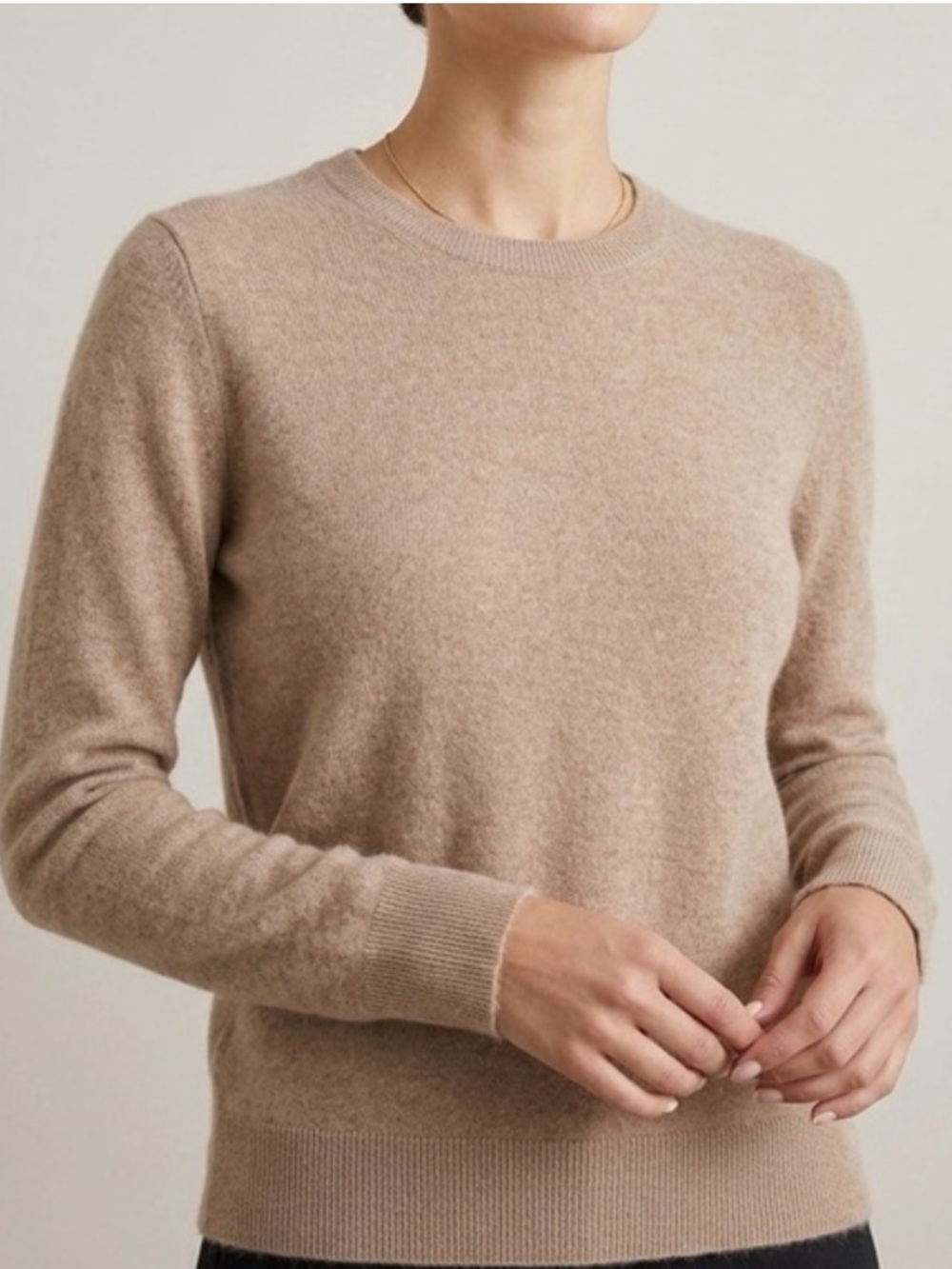 Tahari Camel 2 Ply Cashmere SZ Large Fitted Old Money Luxury Classic Heritage